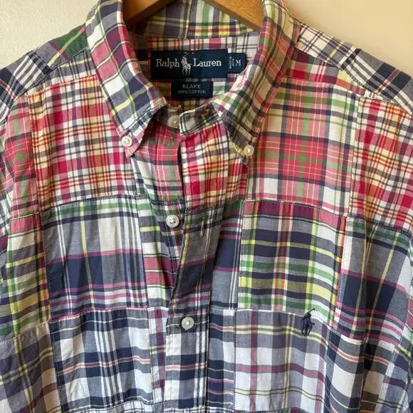 Polo Ralph Lauren Patchwork Madras Short Sleeve Button Down Blake Shirt - Picture 1 of 4
